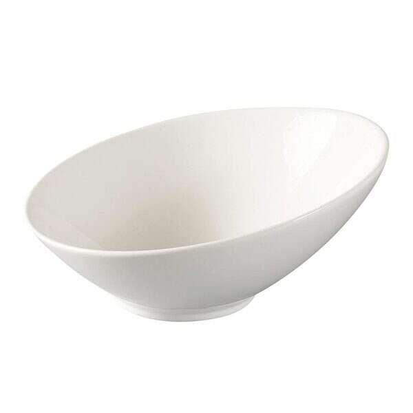Yanco FU-609 20 Oz 9x5-Inch Porcelain Fuji Bone White Sheer Oval Slanted Bowl, DZ
