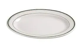 Yanco GB-13 11.5x8.125?-Inch Porcelain Green Band Platter, DZ