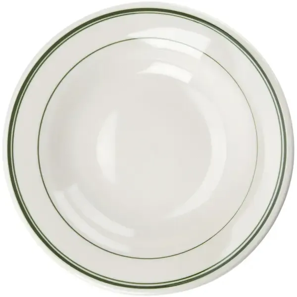 Yanco GB-3 10 OZ 9-Inch Porcelain Green Band Rim Soup Bowl, 24/CS