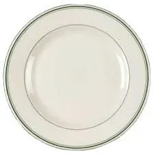 Yanco GB-8 9-Inch Porcelain Green Band Plate, 24/CS