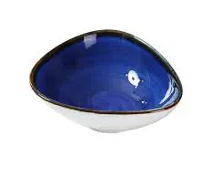 Yanco LY-404BU 5 Oz 4.75x4.375x1.625-Inch Lyon Blue Porcelain Triangle Blue Sauce Bowl, 36/CS