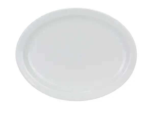 Yanco MA-14 13x10-Inch Mayor Porcelain Round White Platter With Narrow Rim, DZ
