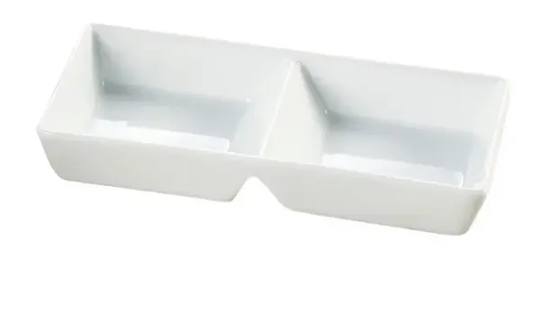 Yanco ML-728 10 Oz Each 10x4x1.625-Inch Mainland Porcelain Rectangular White Two Divided Tray, 24/CS
