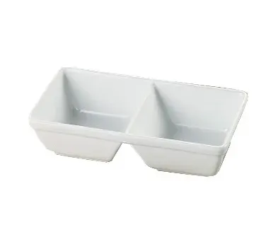 Yanco ML-729 16 Oz Each 10x5.5x2.625-Inch Mainland Porcelain Rectangular White Two Divided Tray, 24/CS