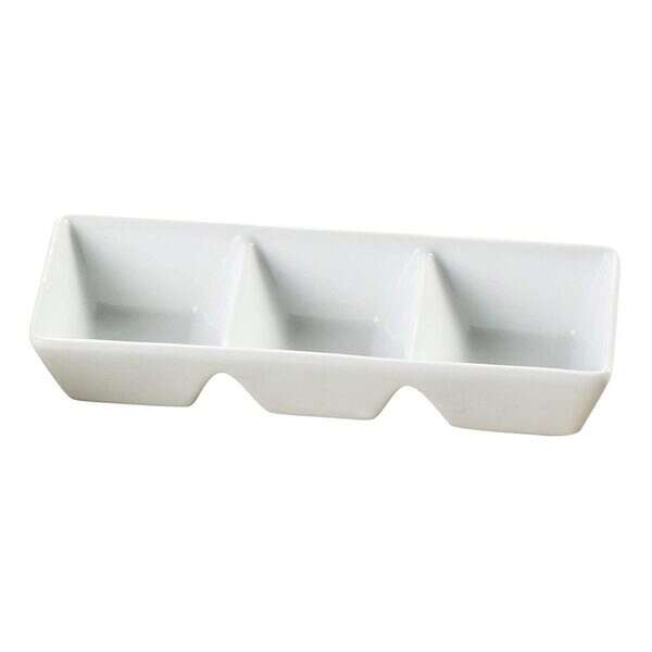 Yanco ML-737 1.5 Oz Each 7x2.5x1.25-Inch Mainland Porcelain Rectangular White Three Divided Tray, 24/CS