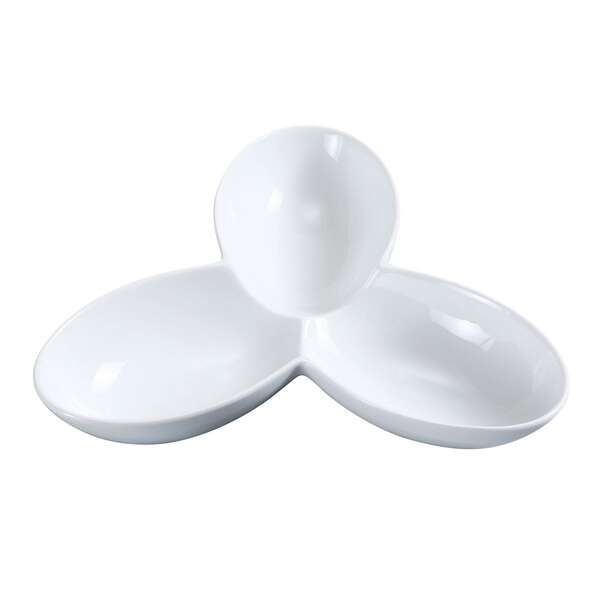 Yanco ML-823 6 Oz Each 11x8.5-Inch Mainland Porcelain Round White Three Divided Bowl, DZ