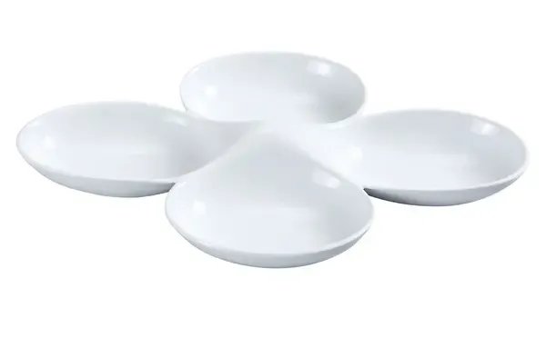Yanco ML-824 5 Oz Each 13.5x8.75-Inch Mainland Porcelain Square White Four Divided Bowl, DZ