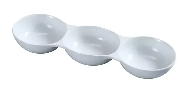 Yanco ML-833 5 Oz Each 13x4-Inch Mainland Porcelain Round White Three Divided Bowl, 24/CS