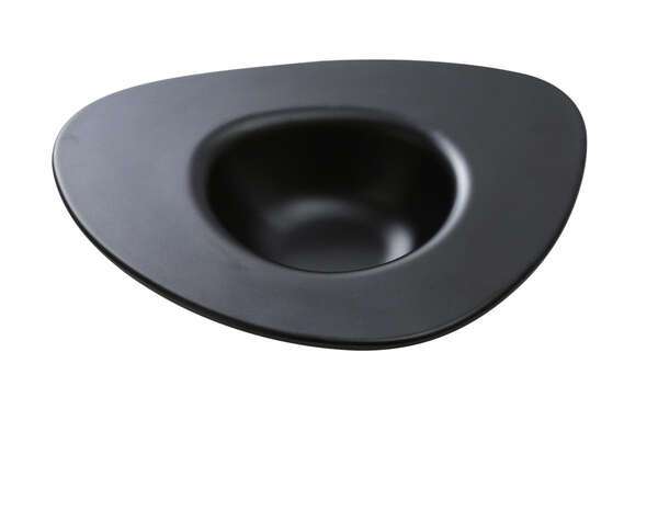 Yanco MO-412BK 12 Oz Moderne Melamine Black Triangle Deep Dessert Plate, DZ