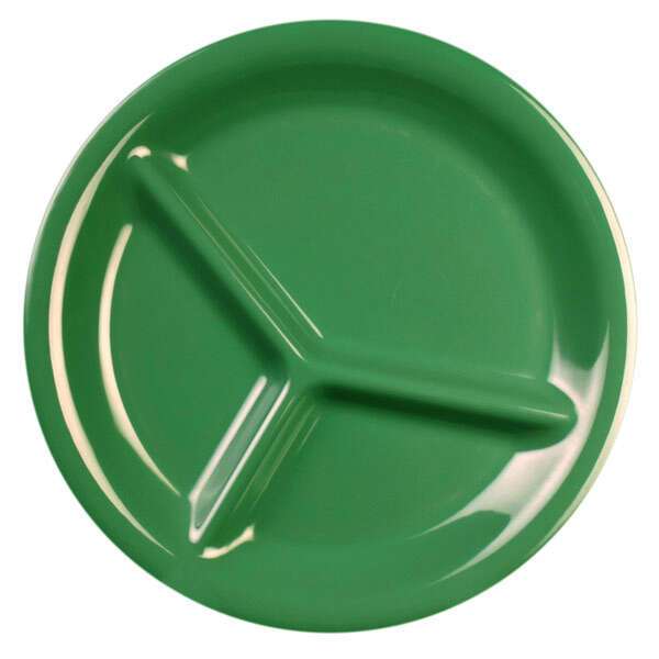 Yanco MS-710GR 10-Inch Milestone Melamine Round Green 3-Compartment Plate, 24/CS