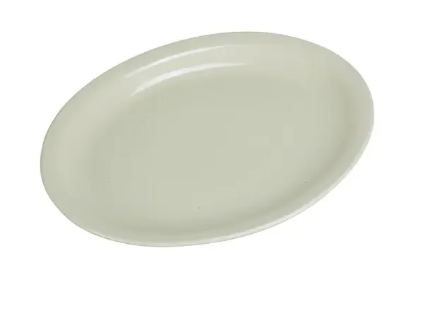 Yanco NR-14 13.25x10-Inch Normandy Melamine Round American White Platter With Narrow Rim, DZ