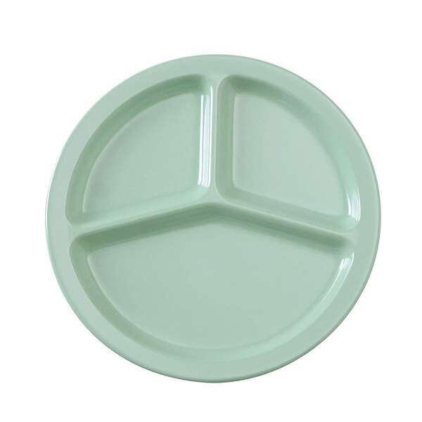 Yanco NS-702G 10-Inch Nessico Melamine Deep Round Green 3-Compartment Plate, 24/CS