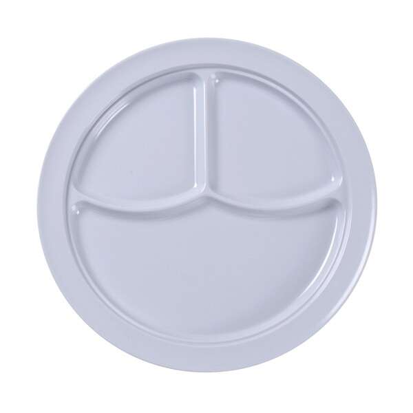 Yanco NS-703W 10.25-Inch Nessico Melamine White 3-Compartment Plate, 24/CS