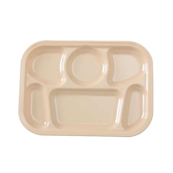 Yanco NS-803T 13x9.5-Inch Nessico Melamine Deep Round Tan 6-Compartment Plate, DZ