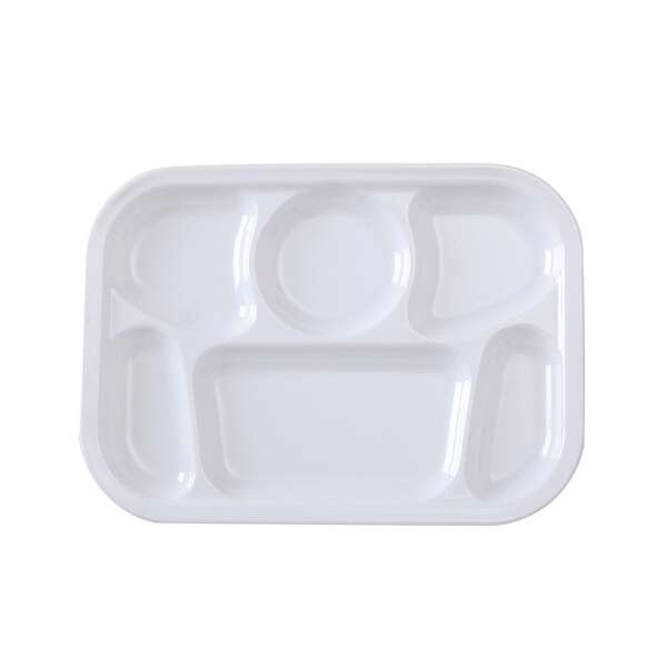Yanco NS-803W 13x9.5-Inch Nessico Melamine White 6-Compartment Plate, DZ