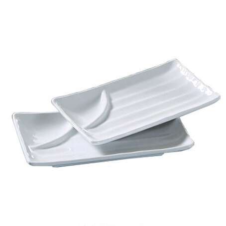 Yanco OK-209 8.75x5.5-Inch Osaka Melamine Rectangular White Divided Plate, 24/CS