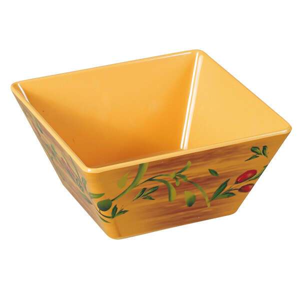 Yanco OL-407 2 Qt 7.25x3.125-Inch Olive Melamine Deep Square White Bowl, 48/CS