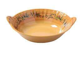 Yanco OL-509 1 Qt 9x2.5-Inch Olive Melamine Deep Round White Bowl with Handle, 12/CS