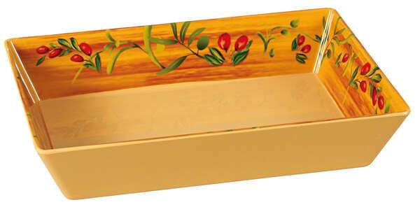 Yanco OL-614 13.75x10x2.5-Inch Olive Melamine Rectangular White Tray, DZ