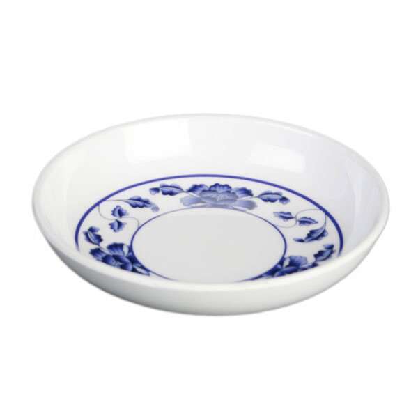 Yanco PO-1003 4-Inch Peony Melamine Round White Double Sauce Dish, 48/CS