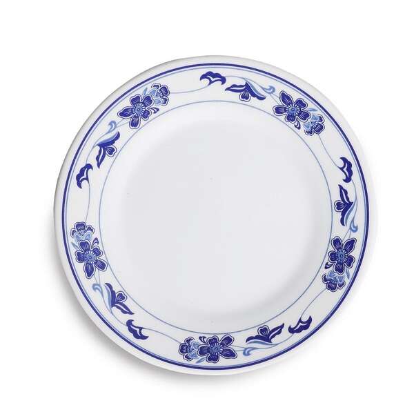 Yanco PO-1008 8-Inch Peony Melamine Round White Plate, 48/CS