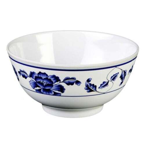 Yanco PO-5208 60 Oz 8-Inch Peony Melamine Round White Noodle Bowl, 24/CS