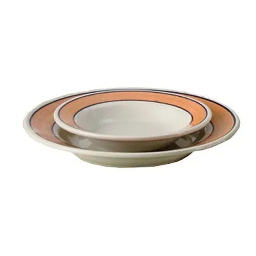 Yanco PR-120Y 26 Oz 12-Inch Porto Rico Porcelain Round White Pasta Bowl w\Yellow Rim, DZ