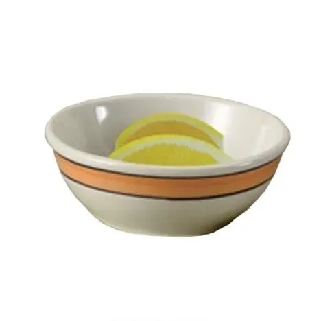 Yanco PR-18Y 15 Oz 5.875-Inch Porto Rico Porcelain Round White Nappie w\Yellow Rim, 36/CS