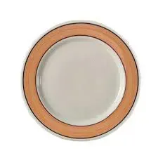 Yanco PR-21Y 12-Inch Porto Rico Porcelain Round White Plate w\Yellow Rim, DZ
