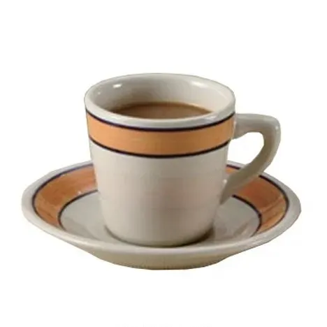 Yanco PR-1Y 6.125-Inch Porto Rico Porcelain Round White Saucer w\Yellow Rim, 36/CS