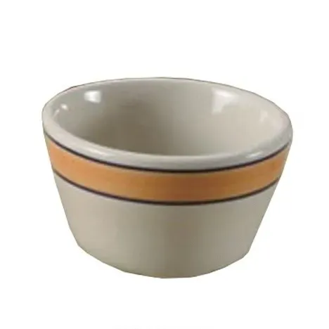 Yanco PR-4Y 7.25 Oz 4-Inch Porto Rico Porcelain Round White Bouillon Cup w\Yellow Rim, 36/CS