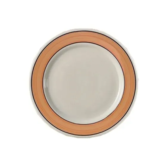 Yanco PR-6Y 6.625-Inch Porto Rico Porcelain Round White Plate w\Yellow Rim, 36/CS