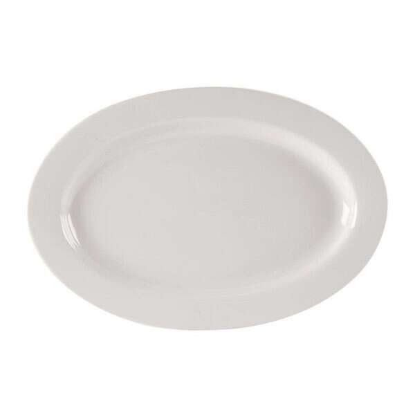 Yanco RE-12 10.375x7.25-Inch Recovery Porcelain Round American White Platter, 24/CS