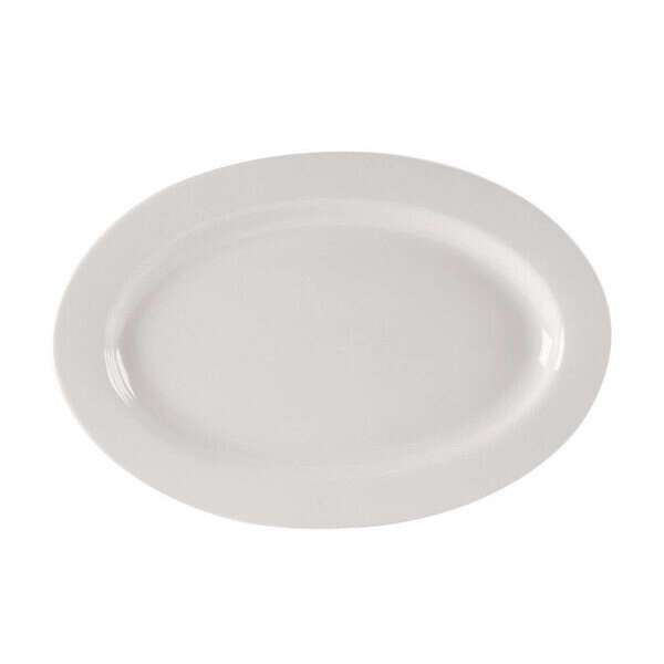 Yanco RE-19 13.5x9.5-Inch Recovery Porcelain Round American White Platter, DZ