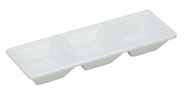 Yanco RM-064 7.5x2.5-Inch Rome Melamine Round White 3-Compartment Dessert Dish, 48/CS