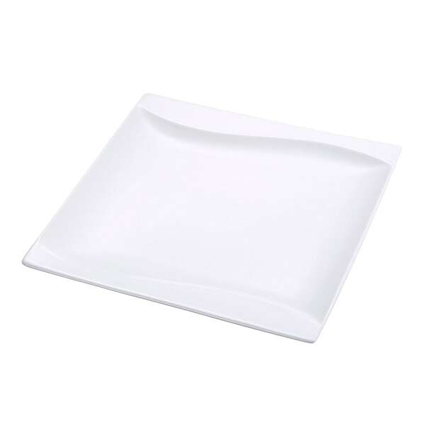 Yanco SW-109 9-Inch Sea Wave Porcelain Square Bone White Plate, 24/CS