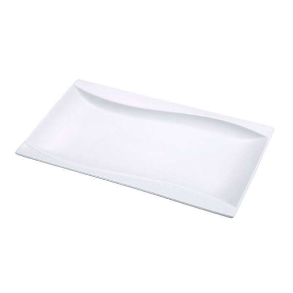 Yanco SW-211 11x7-Inch Sea Wave Porcelain Rectangular Bone White Plate, DZ