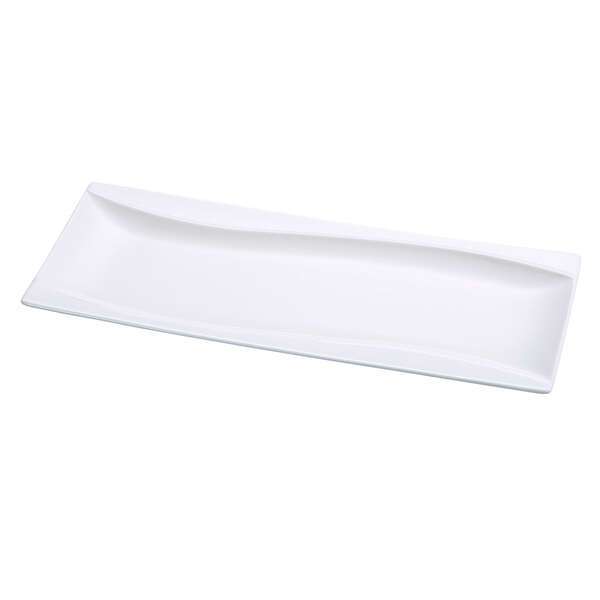Yanco SW-212 12x4.625-Inch Sea Wave Porcelain Rectangular Bone White Plate, DZ