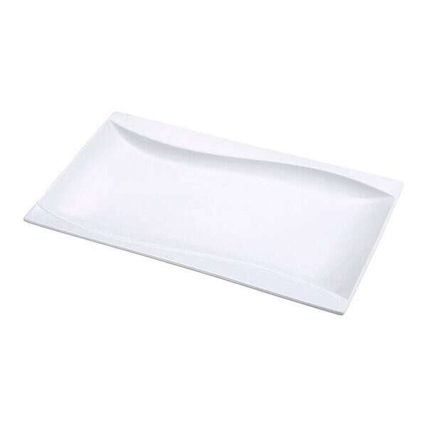 Yanco SW-216 15.75x9.25-Inch Sea Wave Porcelain Rectangular Bone White Plate, DZ