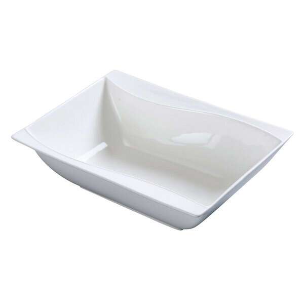 Yanco SW-409 25 Oz 9x6.5-Inch Sea Wave Porcelain Rectangular Bone White Bowl, DZ