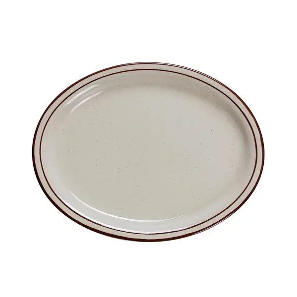 Yanco BR-12 9.5x7.5-Inch Porcelain Speckled Platter, 24/CS