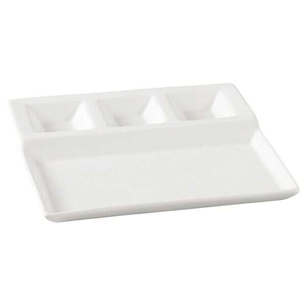 Yanco PS-2010 10.25x8.75-Inch Piscataway Porcelain Round White 4-Compartment Dish, DZ