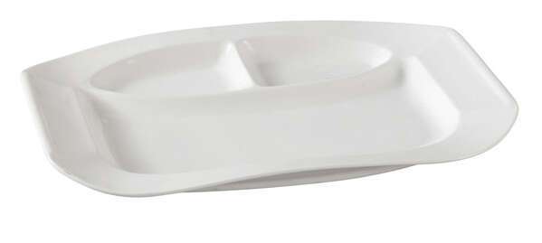 Yanco PS-2014 14.5x9.5-Inch Piscataway Porcelain Round White 3-Compartment Dish, DZ