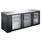 Admiral Craft Equipment Corp Admiral Craft USBB-9028G, 90-inch 3 Glass Doors Black Back Bar Cooler