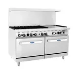 Atosa CookRite AGR-6B24G, 60-Inch 6 Burners Heavy Duty Gas Range with 24-Inch Right Griddle and 2 26.5-Inch Ovens