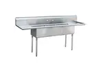 Atosa SS1818D31D18, 18 x 18-Inch Bowl 3-Сompartment Stainless Steel Sink with Left and Right Drainboards, NSF