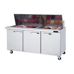 Blue Air BLMT72-HC, 72-inch 3 Swing Doors Refrigerated Mega Top Sandwich Prep Table, 20 Cu. Ft.