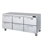 Blue Air BLUR72-D6-HC, 72-inch 6 Drawers Undercounter Refrigerator, 20 Cu. Ft.