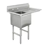 Blue Air ВЅ1-18-12-R, 18x18-inch 1-Compartment Stainless Steel Sink with Right Drainboard