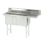 Blue Air BS2-18-12-R, 18x18-inch 2-Compartment Stainless Steel Sink with Right Drainboard